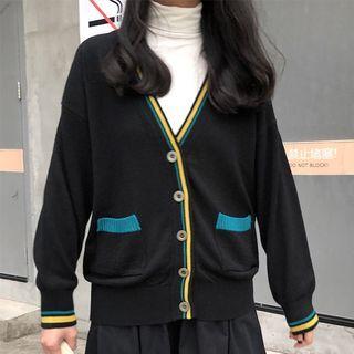 Face Jacquard Cardigan Black - One Size