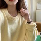 Plain Loose-fit Round Neck Sweater