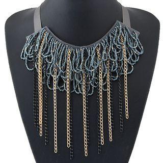 Alloy & Bead Fringed Necklace