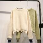 Contrast Trim Irregular Hem Sweater