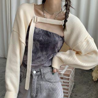 Buckled Cardigan / Tie-dye Tube Top
