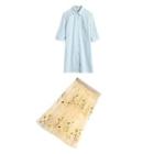Set: 3/4-sleeve Long Shirt + Embroidered Mesh Skirt