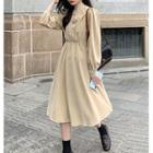 Long-sleeve Lace Top / Long-sleeve V-neck Midi Dress