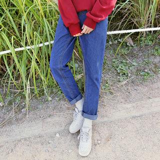Drawstring-wait Baggy-fit Jeans