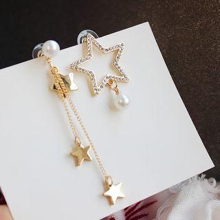 Rhinestone Star Non-matching Drop Earring