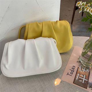 Plain Shirred Flap Crossbody Bag