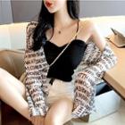 Long-sleeve Letter Print Button-up Shirt