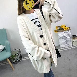 Stitched Trim Long Cardigan