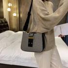 Houndstooth Buckled Crossbody Bag