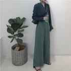 Long-sleeve Lapel Blouse / Wide-leg Pants