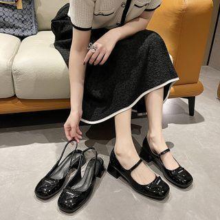 Chunky-heel Mary Jane Pumps / Slingback Mules