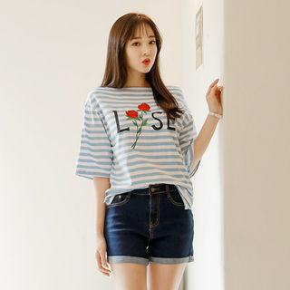 Flower Print Stripe T-shirt