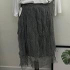 Dotted Midi Mesh Crinkle Skirt
