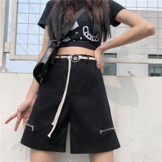 Zip Accent High-waist Shorts
