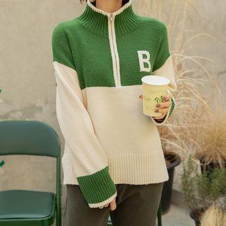 Letter Two-tone Anorak Sweater