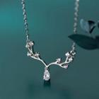 925 Sterling Silver Rhinestone Deer Horn Pendant Necklace As Shown In Figure - One Size