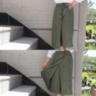 Button-detail Wrap-front Pants