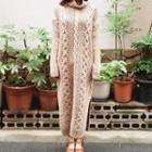 Turtleneck Long-sleeve Midi Cable Knit Sweater