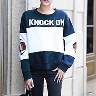 Lettering Color-block Sweatshirt