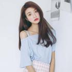 One-shoulder Short-sleeve Top