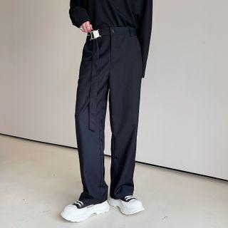 Metal-accent Straight Leg Dress Pants