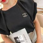 Puff-sleeve Zip-back Top