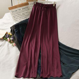 Drawstring High-waist Wide-leg Pants In 5 Colors