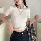 Short-sleeve Ribbed Strap T-shirt