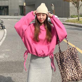 Drawstring-hem Fleece-lined Oversized Hoodie