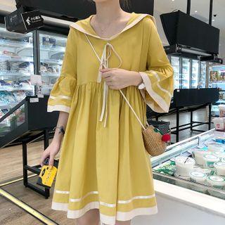 Sailor Collar Elbow-sleeve Mini A-line Dress