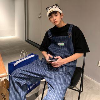 Striped Loose Fit Denim Dungaree Pants