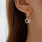 Heart Rhinestone Alloy Fringed Earring 1 Pair - Gold & White - One Size