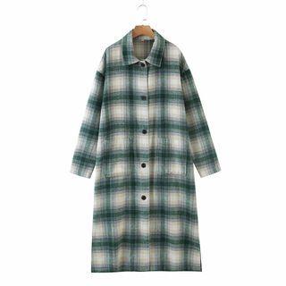 Long-sleeve Plaid Long Shirt Jacket