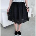 Perforated A-line Midi Skirt