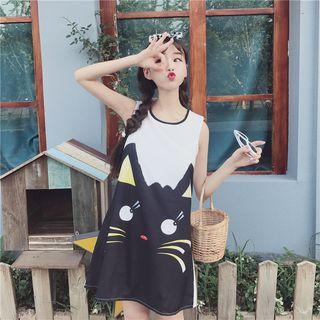 Cat Print Tank Dress