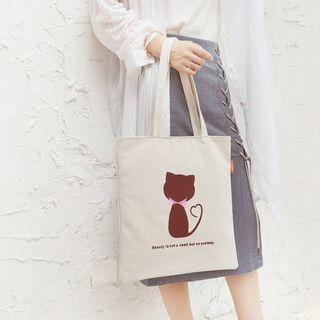 Printed Tote Bag Off-white - One Size