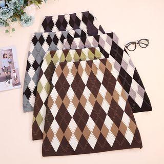 Argyle Mini A-line Knit Skirt