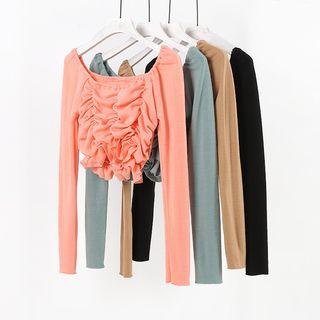 Long-sleeve Frilled Knit Dance Top