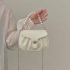 Faux Pearl Accent Crossbody Bag Off-white - One Size
