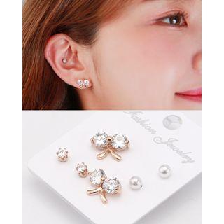 Ribbon Motif Ear Stud Set (6 Pcs)