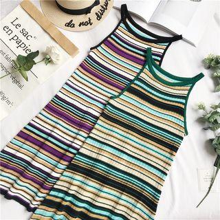 Striped Spaghetti Strap Knitted Dress