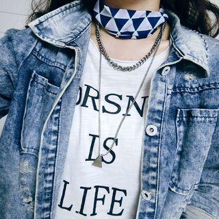 Geometry Pattern Choker With Triangle Drop Necklace