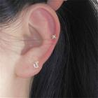 Set: Rhinestone Star / Safety Pin Earring 1 Pair - Star - Silver Needle - One Size