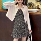 Strappy Floral A-line Dress / Plain Shirt