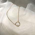 Faux Pearl Hoop Pendant Alloy Necklace Gold - One Size