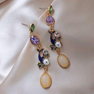 Rhinestone Fish Drop Earring 1 Pair - As Shown In Figure - One Size