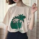 Palm Tree Print Short-sleeve T-shirt