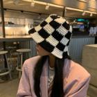 Chessboard Print Woven Bucket Hat