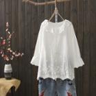 Embroidered Three-dimensional Flower Top White - One Size