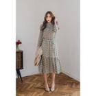 Mock-neck A-line Dress With Sash